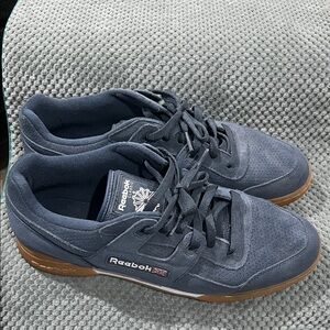 Reebok Men's Blue Suede Sneakers with Gum Sole